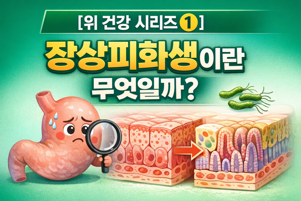 장상피화생의 개념과 위 점막이 변화하는 과정을 시각적으로 설명한 위 건강 시리즈