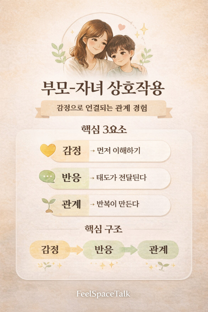 부모-자녀 관계는 감정을 이해하는 순간부터 시작되어, 그에 대한 반응이 쌓이며 관계로 형성된다.