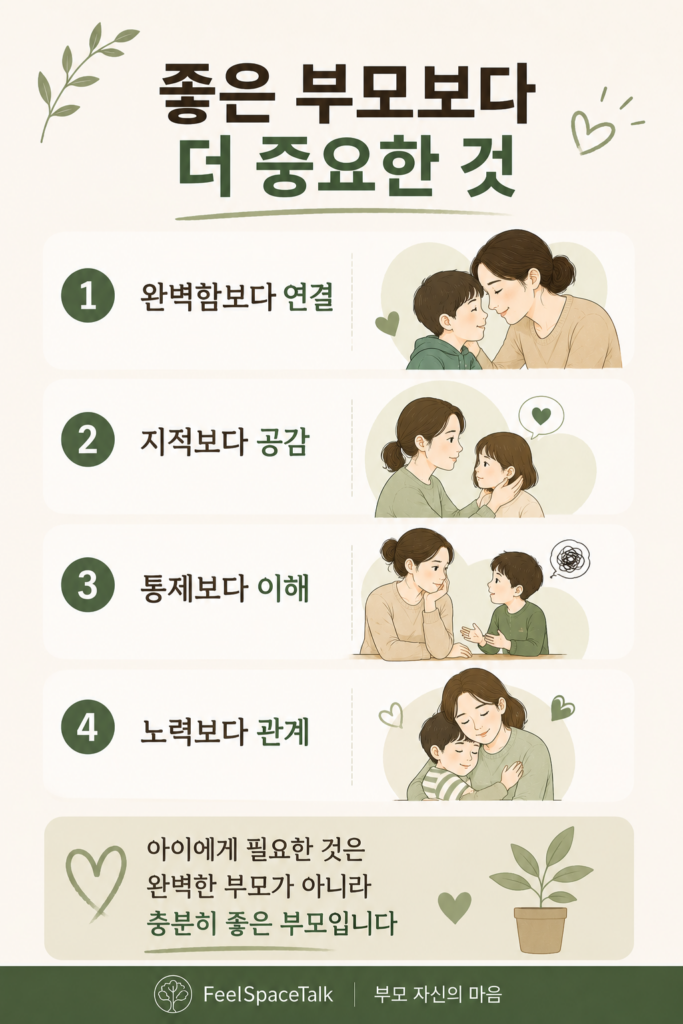 아이에게 필요한 것은 완벽함이 아니라 이해와 공감, 그리고 관계 속에서 느끼는 부모의 따뜻한 연결입니다 🌿